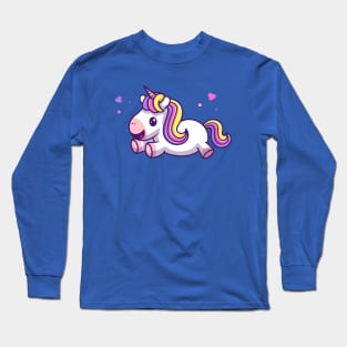 Cute Unicorn Flying Cartoon Long Sleeve T-Shirt